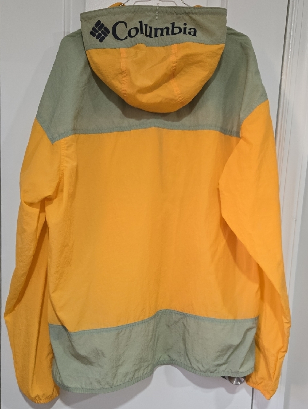 Columbia Challenger Anorak Windbreaker XL Yellow Mens Packable Jacket - Picture 5 of 6